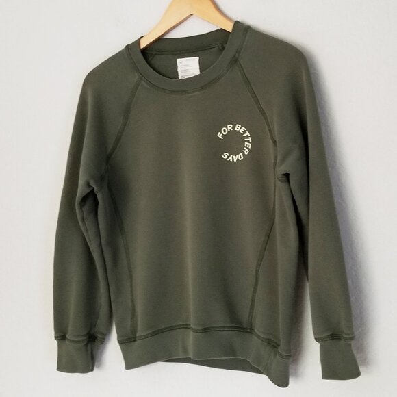 For Days Even Better Sweatshirt Crewneck 100% Organic Cotton Olive Green Size S - Picture 13 of 13